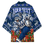 Personalized Geelong Cats Football Christmas Kimono Australian Football Mascot - Ugly Xmas Pattern Festive