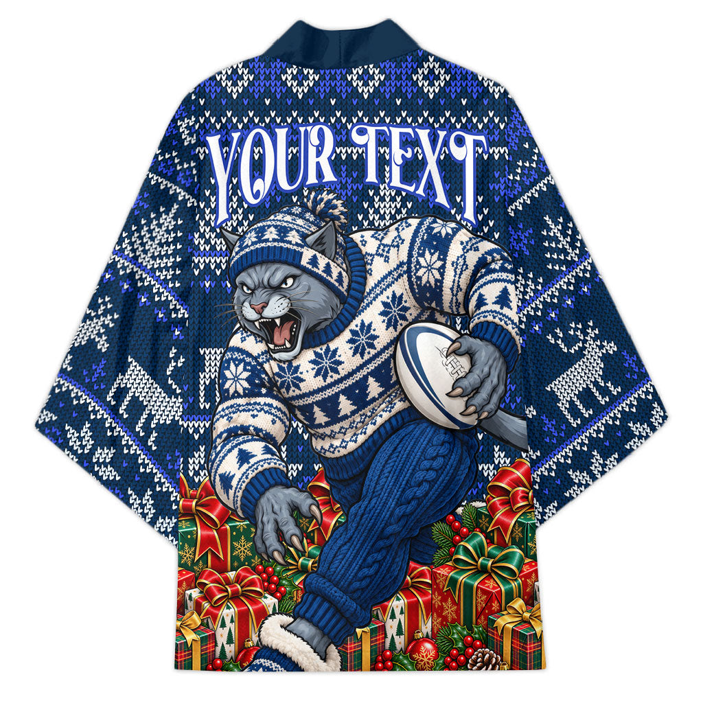 Personalized Geelong Cats Football Christmas Kimono Australian Football Mascot - Ugly Xmas Pattern Festive