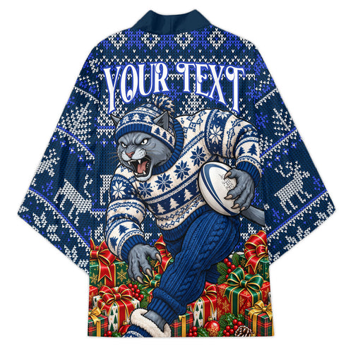 Personalized Geelong Cats Football Christmas Kimono Australian Football Mascot - Ugly Xmas Pattern Festive