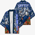 Personalized Geelong Cats Football Christmas Kimono Australian Football Mascot - Ugly Xmas Pattern Festive