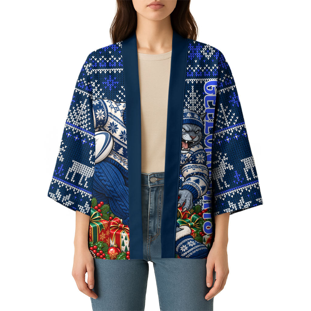 Personalized Geelong Cats Football Christmas Kimono Australian Football Mascot - Ugly Xmas Pattern Festive