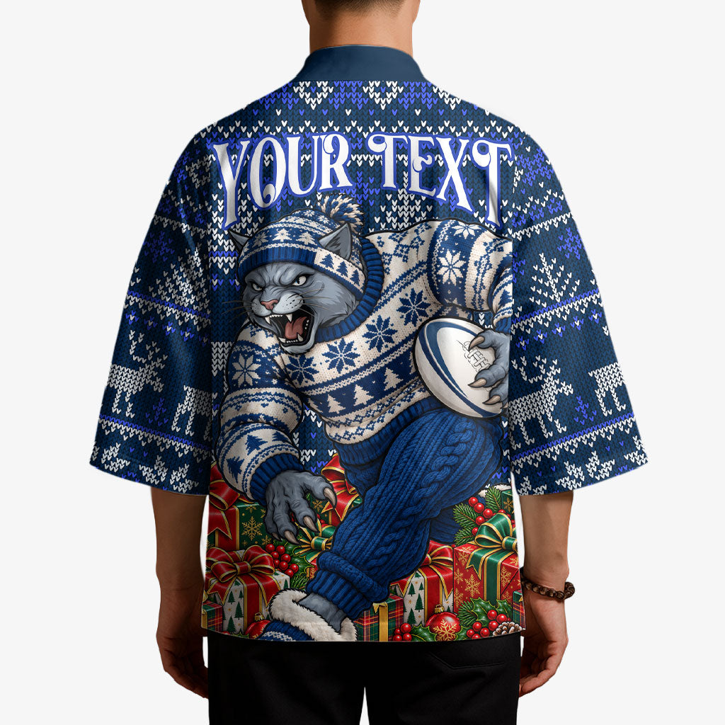 Personalized Geelong Cats Football Christmas Kimono Australian Football Mascot - Ugly Xmas Pattern Festive