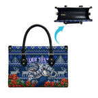 Personalized Geelong Cats Football Christmas Leather Bag Australian Football Mascot - Ugly Xmas Pattern Festive