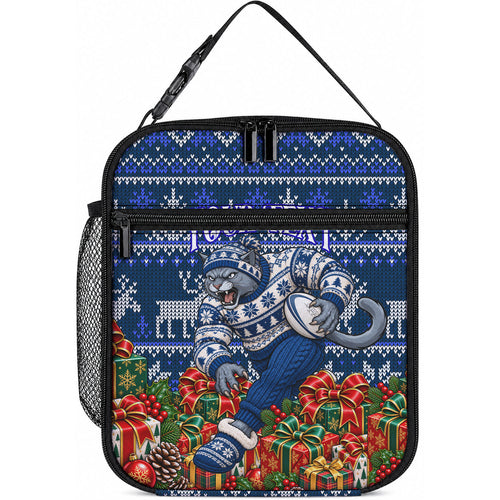 Personalized Geelong Cats Football Christmas Lunch Bag Australian Football Mascot - Ugly Xmas Pattern Festive