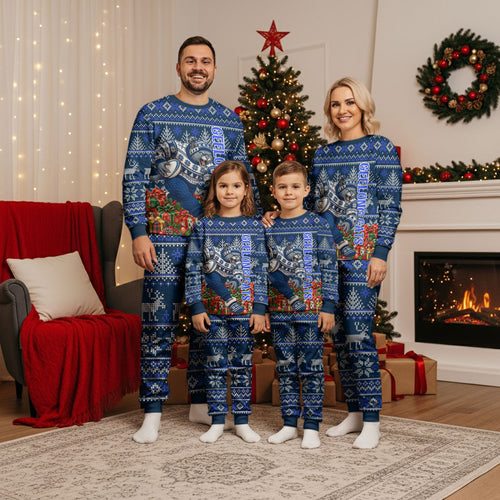 Personalized Geelong Cats Football Christmas Pajama Set Australian Football Mascot - Ugly Xmas Pattern Festive