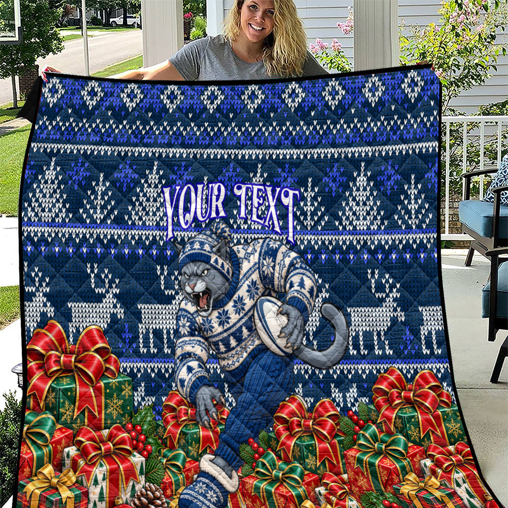 Personalized Geelong Cats Football Christmas Quilt Australian Football Mascot - Ugly Xmas Pattern Festive