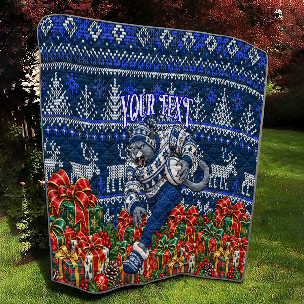 Personalized Geelong Cats Football Christmas Quilt Australian Football Mascot - Ugly Xmas Pattern Festive