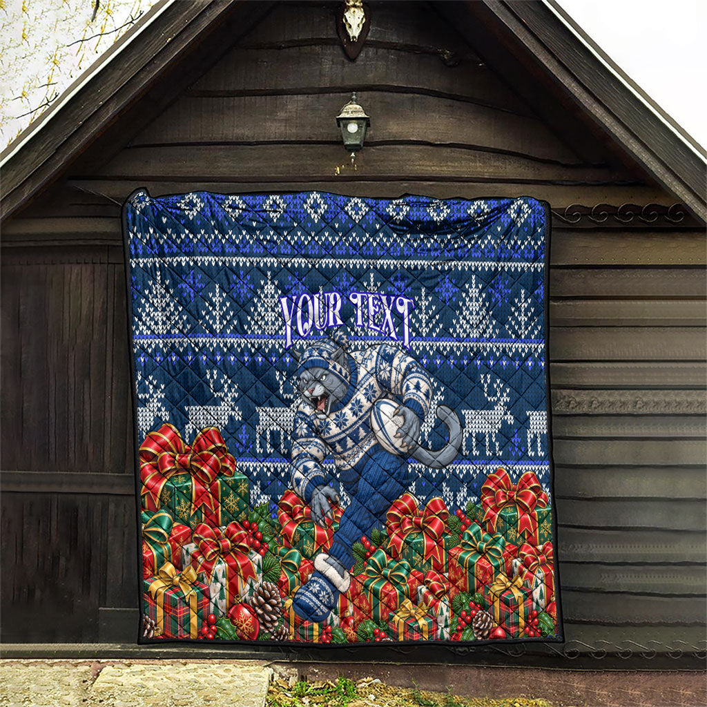 Personalized Geelong Cats Football Christmas Quilt Australian Football Mascot - Ugly Xmas Pattern Festive