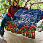 Personalized Geelong Cats Football Christmas Quilt Australian Football Mascot - Ugly Xmas Pattern Festive
