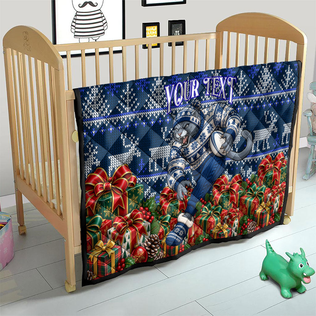 Personalized Geelong Cats Football Christmas Quilt Australian Football Mascot - Ugly Xmas Pattern Festive