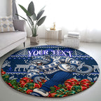 Personalized Geelong Cats Football Christmas Round Carpet Australian Football Mascot - Ugly Xmas Pattern Festive