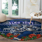 Personalized Geelong Cats Football Christmas Round Carpet Australian Football Mascot - Ugly Xmas Pattern Festive