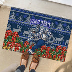 Personalized Geelong Cats Football Christmas Rubber Doormat Australian Football Mascot - Ugly Xmas Pattern Festive