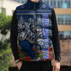 Personalized Geelong Cats Football Christmas Sleeveless Puffer Jacket Australian Football Mascot - Ugly Xmas Pattern Festive