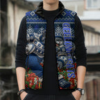 Personalized Geelong Cats Football Christmas Sleeveless Puffer Jacket Australian Football Mascot - Ugly Xmas Pattern Festive
