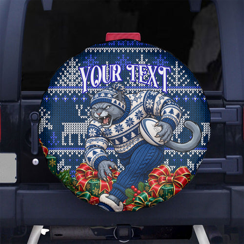 Personalized Geelong Cats Football Christmas Spare Tire Cover Australian Football Mascot - Ugly Xmas Pattern Festive