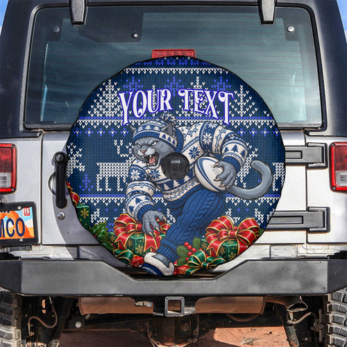 Personalized Geelong Cats Football Christmas Spare Tire Cover Australian Football Mascot - Ugly Xmas Pattern Festive