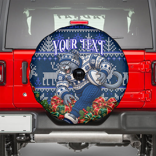 Personalized Geelong Cats Football Christmas Spare Tire Cover Australian Football Mascot - Ugly Xmas Pattern Festive