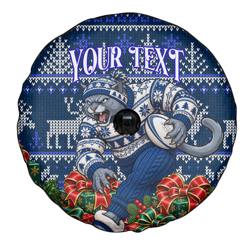 Personalized Geelong Cats Football Christmas Spare Tire Cover Australian Football Mascot - Ugly Xmas Pattern Festive
