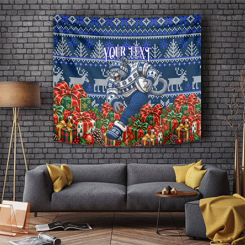 Personalized Geelong Cats Football Christmas Tapestry Australian Football Mascot - Ugly Xmas Pattern Festive