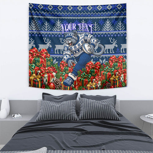 Personalized Geelong Cats Football Christmas Tapestry Australian Football Mascot - Ugly Xmas Pattern Festive