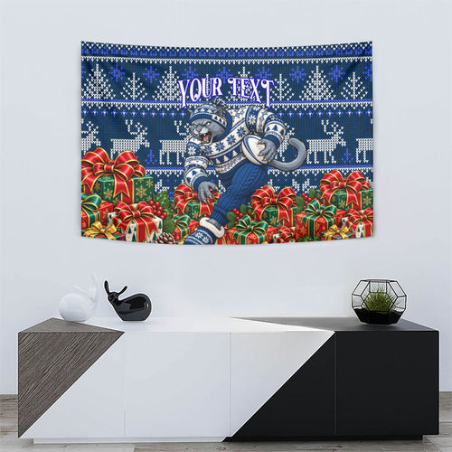 Personalized Geelong Cats Football Christmas Tapestry Australian Football Mascot - Ugly Xmas Pattern Festive