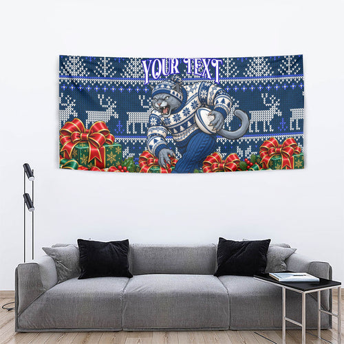 Personalized Geelong Cats Football Christmas Tapestry Australian Football Mascot - Ugly Xmas Pattern Festive