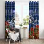 Personalized Geelong Cats Football Christmas Window Curtain Australian Football Mascot - Ugly Xmas Pattern Festive