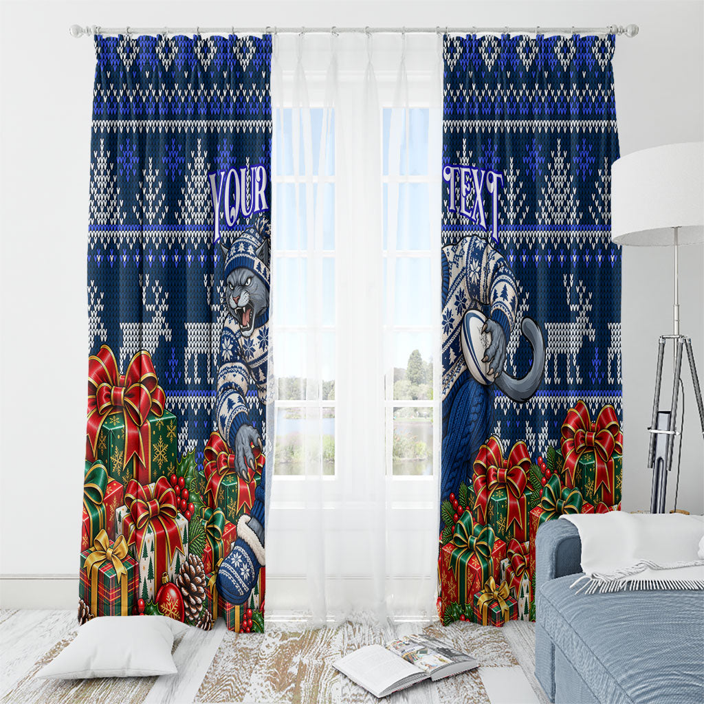 Personalized Geelong Cats Football Christmas Window Curtain Australian Football Mascot - Ugly Xmas Pattern Festive