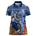 Personalized Geelong Cats Football Christmas Women Polo Shirt Australian Football Mascot - Ugly Xmas Pattern Festive
