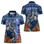 Personalized Geelong Cats Football Christmas Women Polo Shirt Australian Football Mascot - Ugly Xmas Pattern Festive