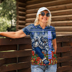 Personalized Geelong Cats Football Christmas Women Polo Shirt Australian Football Mascot - Ugly Xmas Pattern Festive