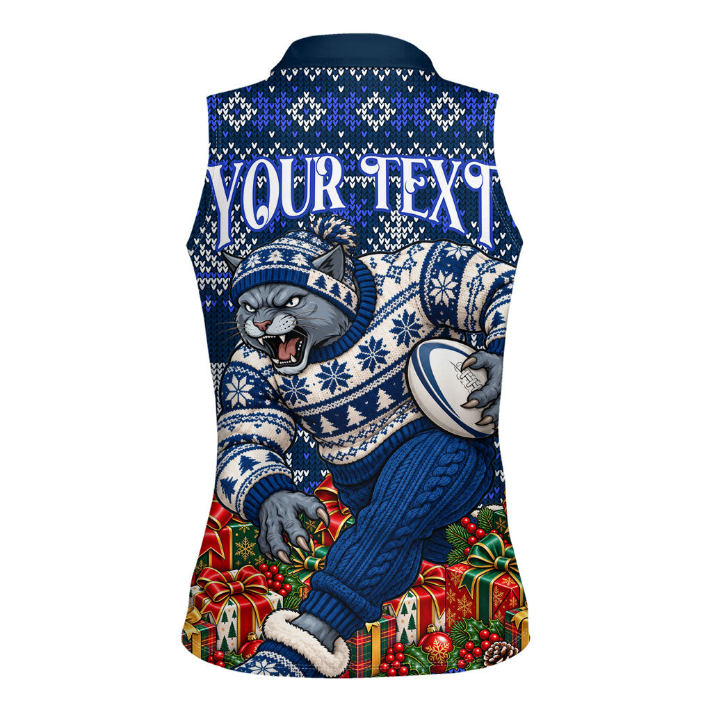 Personalized Geelong Cats Football Christmas Women Sleeveless Polo Shirt Australian Football Mascot - Ugly Xmas Pattern Festive