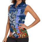 Personalized Geelong Cats Football Christmas Women Sleeveless Polo Shirt Australian Football Mascot - Ugly Xmas Pattern Festive