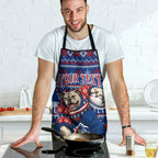 Personalized Western Bulldogs Football Christmas Apron Australian Football Mascot - Ugly Xmas Pattern Festive