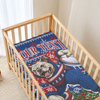 Personalized Western Bulldogs Football Christmas Baby Bed Cover Australian Football Mascot - Ugly Xmas Pattern Festive