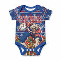 Personalized Western Bulldogs Football Christmas Baby Onesie Australian Football Mascot - Ugly Xmas Pattern Festive