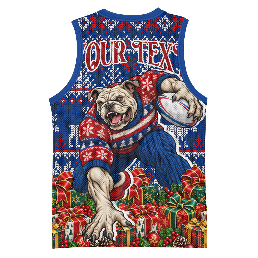Personalized Western Bulldogs Football Christmas Basketball Jersey Australian Football Mascot - Ugly Xmas Pattern Festive
