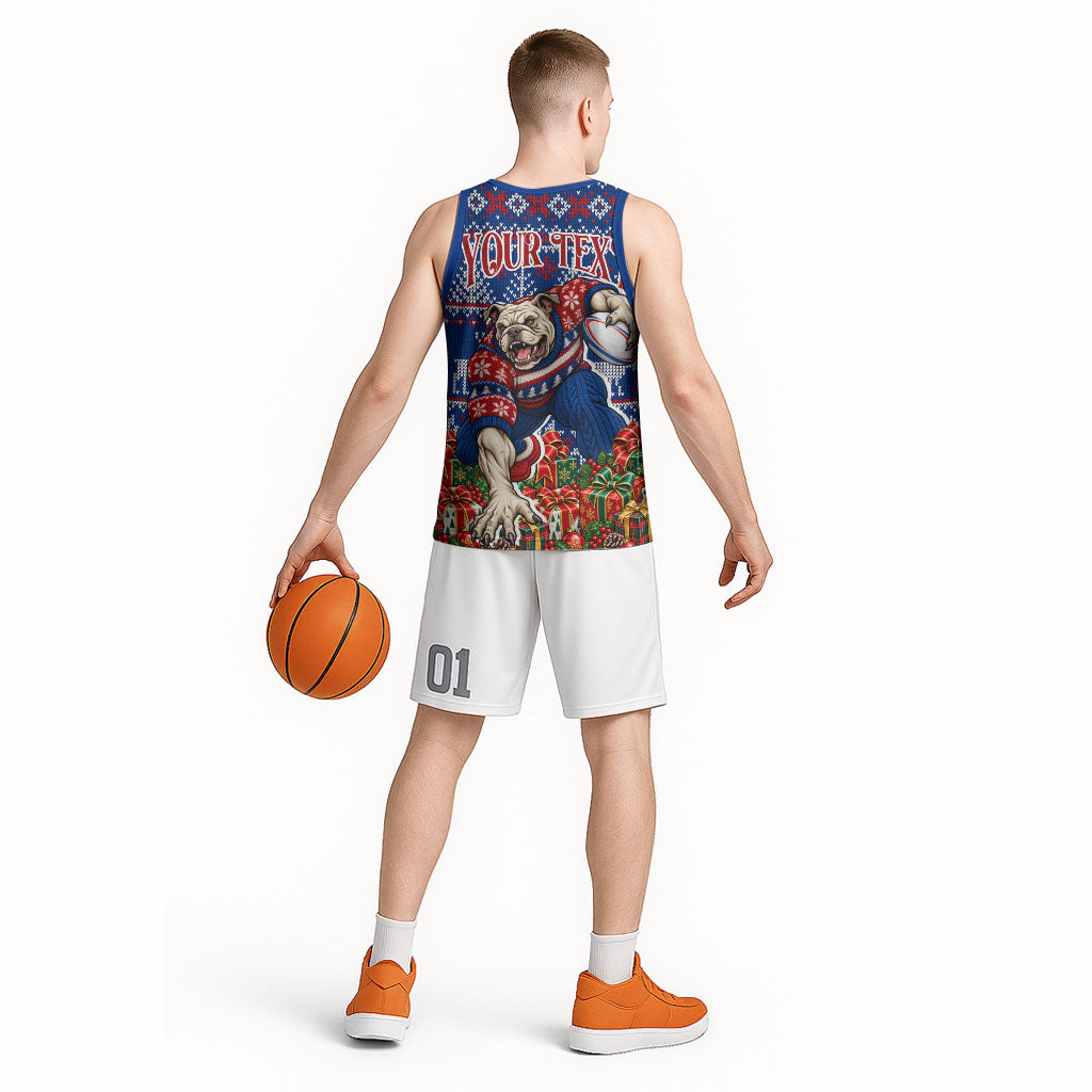 Personalized Western Bulldogs Football Christmas Basketball Jersey Australian Football Mascot - Ugly Xmas Pattern Festive