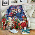 Personalized Western Bulldogs Football Christmas Blanket Australian Football Mascot - Ugly Xmas Pattern Festive