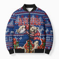 Personalized Western Bulldogs Football Christmas Bomber Puffer Jacket Australian Football Mascot - Ugly Xmas Pattern Festive