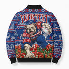 Personalized Western Bulldogs Football Christmas Bomber Puffer Jacket Australian Football Mascot - Ugly Xmas Pattern Festive