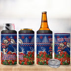 Personalized Western Bulldogs Football Christmas 4 in 1 Can Cooler Tumbler Australian Football Mascot - Ugly Xmas Pattern Festive