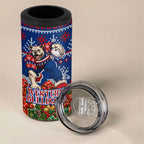 Personalized Western Bulldogs Football Christmas 4 in 1 Can Cooler Tumbler Australian Football Mascot - Ugly Xmas Pattern Festive