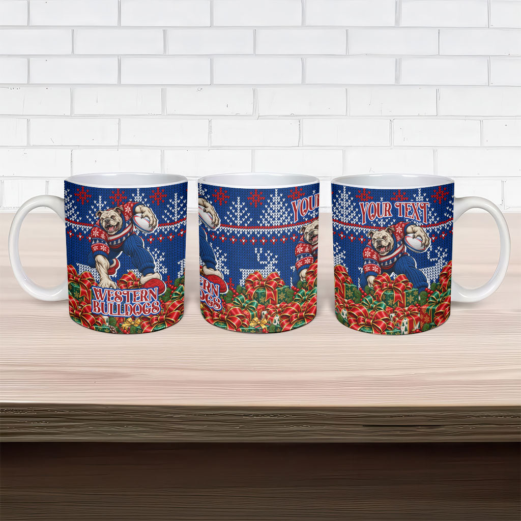 Personalized Western Bulldogs Football Christmas Ceramic Mug Australian Football Mascot - Ugly Xmas Pattern Festive
