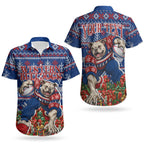 Personalized Western Bulldogs Football Christmas Couples Matching Mermaid Dress and Hawaiian Shirt Australian Football Mascot - Ugly Xmas Pattern Festive