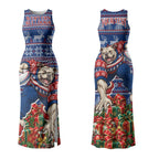 Personalized Western Bulldogs Football Christmas Couples Matching Tank Maxi Dress and Long Sleeve Button Shirt Australian Football Mascot - Ugly Xmas Pattern Festive