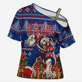 Personalized Western Bulldogs Football Christmas Cross Shoulder Shirt Australian Football Mascot - Ugly Xmas Pattern Festive