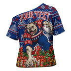 Personalized Western Bulldogs Football Christmas Cross Shoulder Shirt Australian Football Mascot - Ugly Xmas Pattern Festive