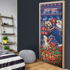 Personalized Western Bulldogs Football Christmas Door Cover Australian Football Mascot - Ugly Xmas Pattern Festive